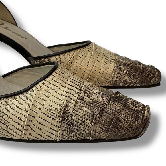 Vintage Delman Slip On D’orsay Snakeskin Print Embossed Leather Pointed Toe Pump - Picture 7 of 10